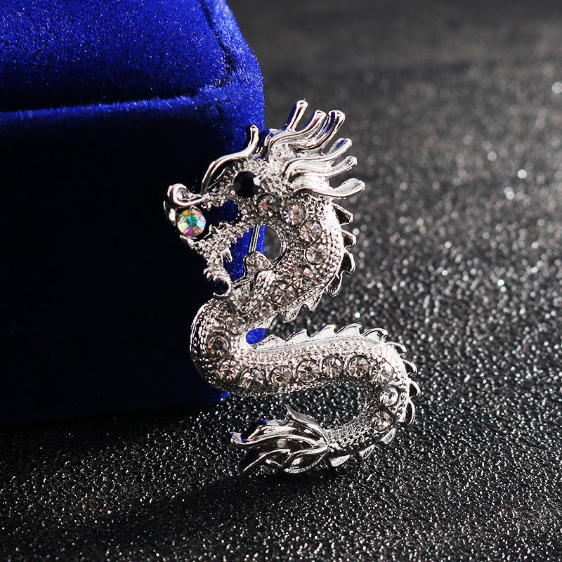 Chinese Style Dragon Metal Brooch Pin 4pcs Silver