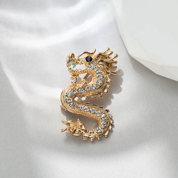 Chinese Style Dragon Metal Brooch Pin 4pcs Gold