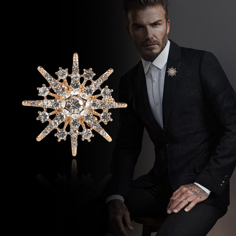 Men's Eight-Pointed Star Diamond Brooch 4 Pack