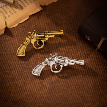 Retro Gold and Silver Revolver Brooch 4 Pack