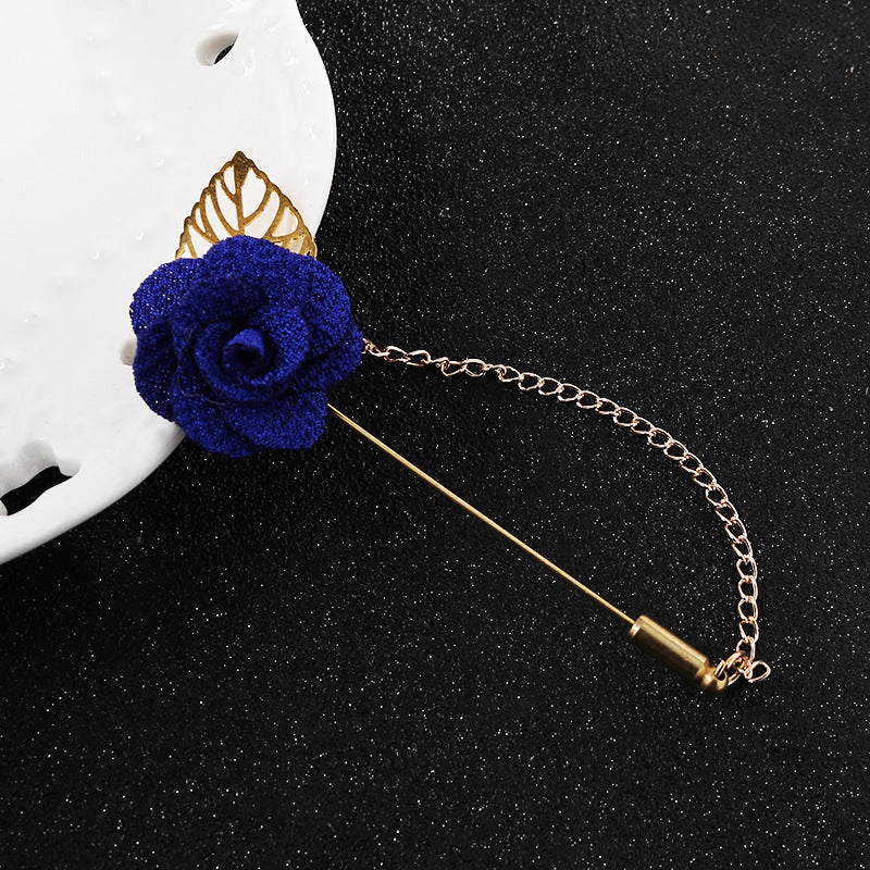 Handmade Leaf Vintage Brooch with Flower Chain 5pcs Blue