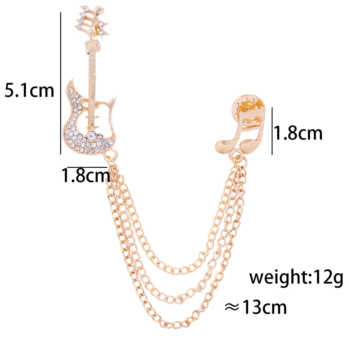 Guitar Note Men's Brooch Double Layer Tassel Pin 3pcs