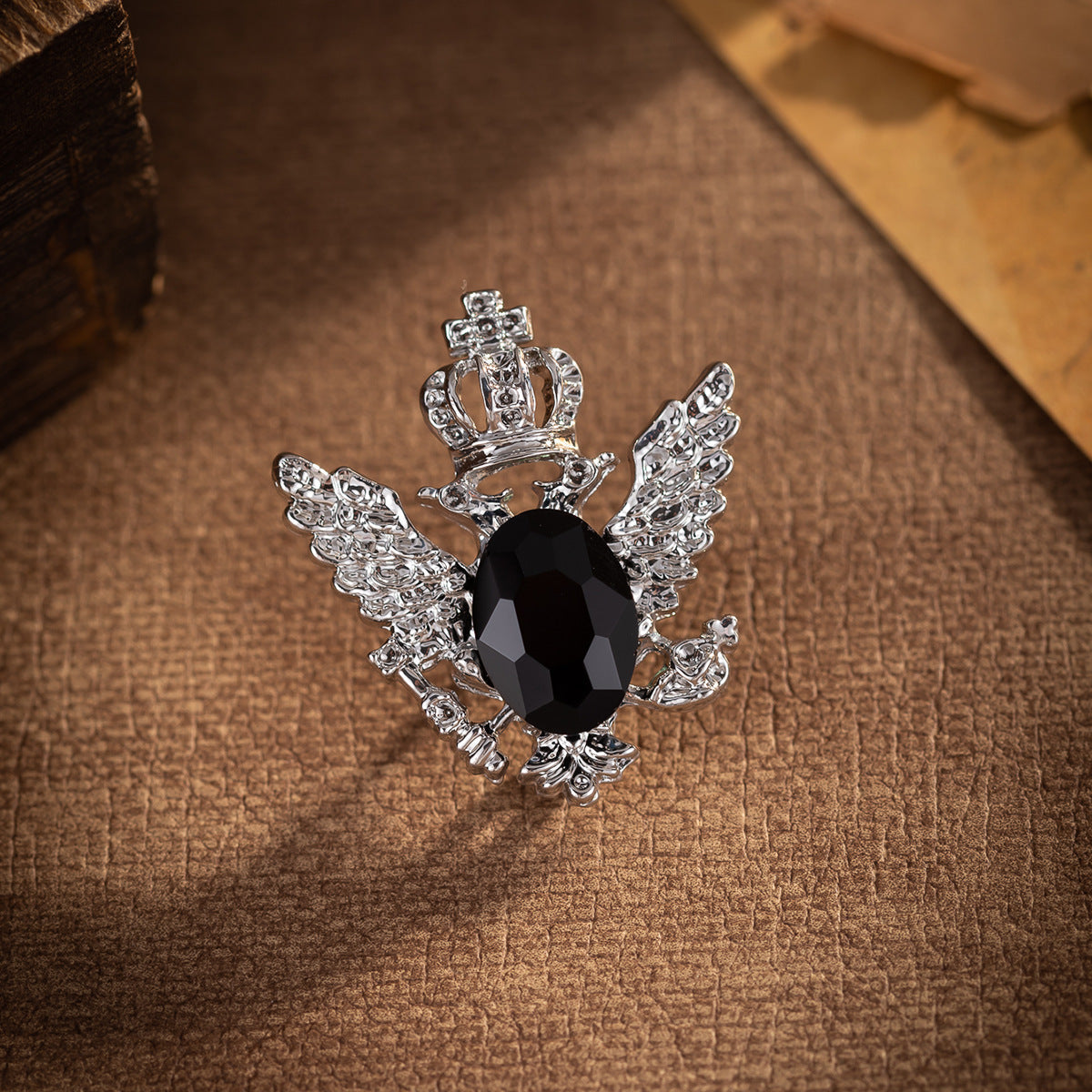 Men's Crystal Gemstone Winged Eagle Brooch - Shirt Lapel Pin 4pcs Silver