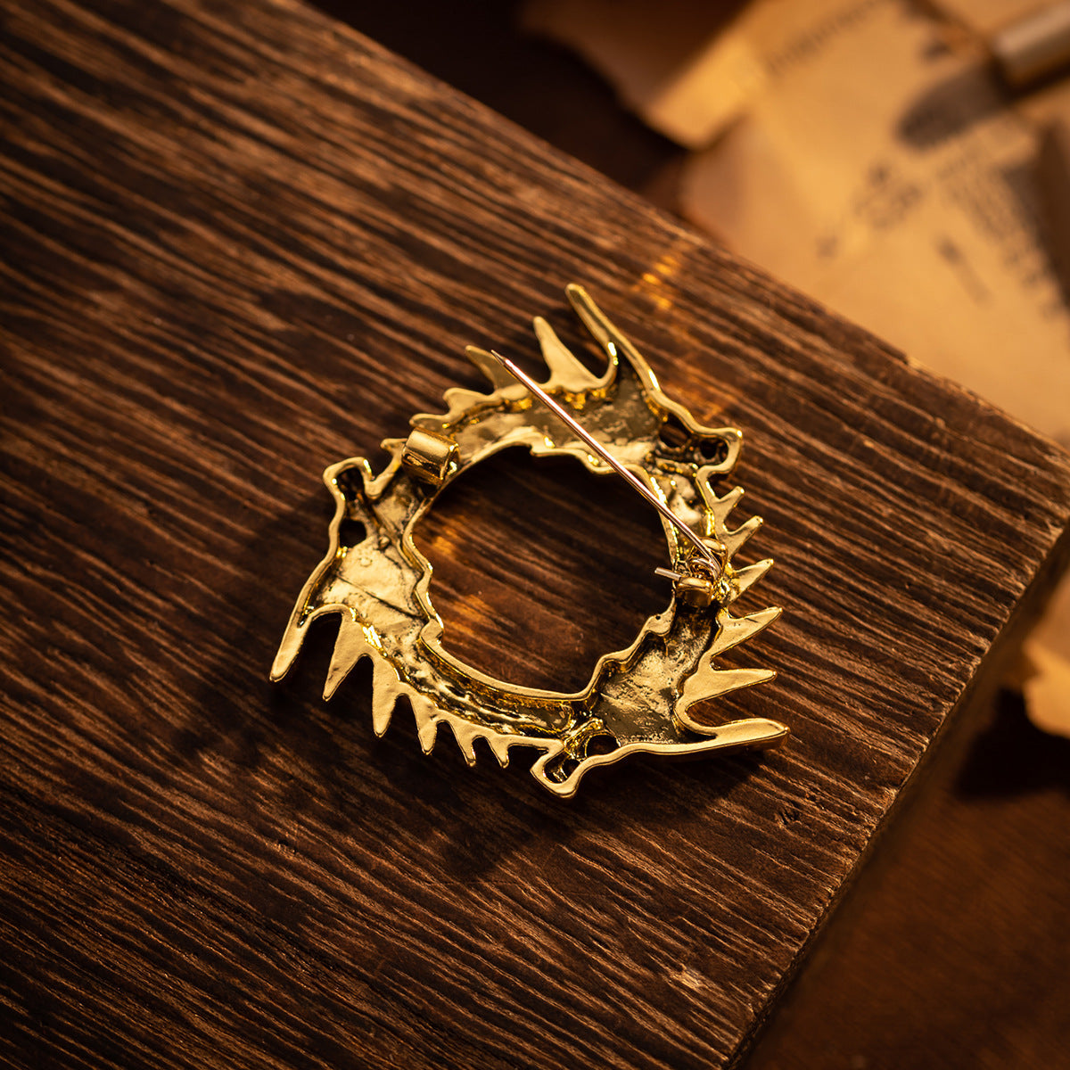 Circular Three-Headed Dragon Brooch - Vintage Pin 3pcs