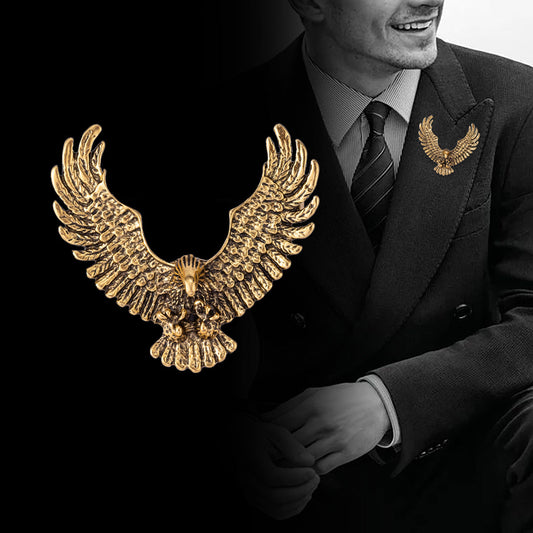 Vintage Gold Silver Retro Eagle Spread Wings Badge Brooch 3pcs