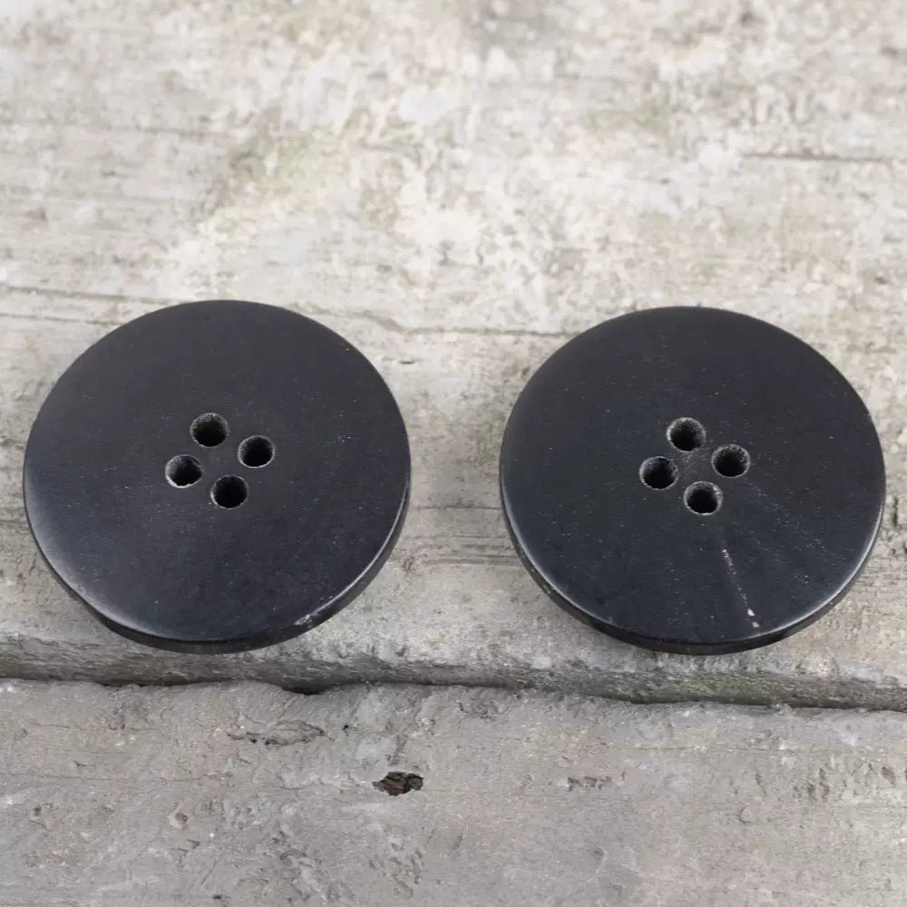 15/20/25mm Vintage Black Convex Laser Engraved Horn Buttons 12pcs