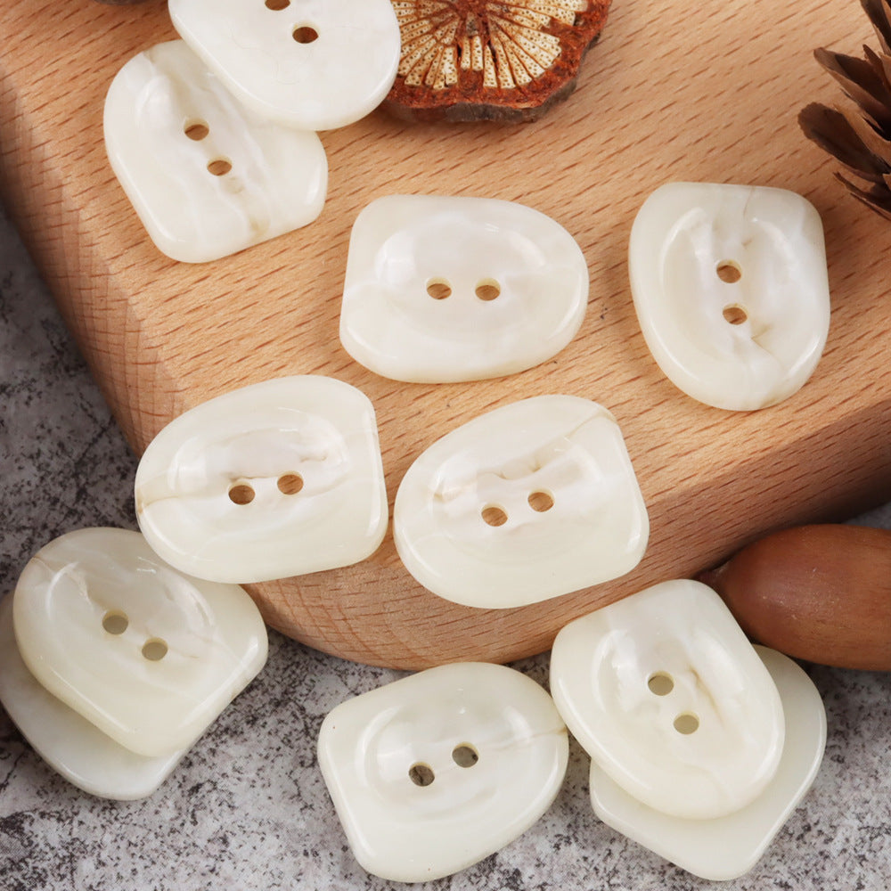 25mm Coffee,Dark Brown and Off White Nail Shaped Two Hole Resin Buttons 30PCS White
