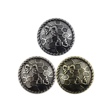 15/18/20/23mm Antique Gold Silver Metal Shank Buttons Bowknot Pattern 20pcs