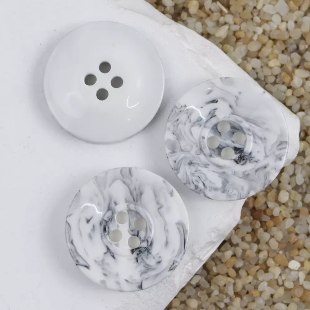 15-30mm Chinese Style Ink White Gray Imitation Marble Pattern Resin Buttons