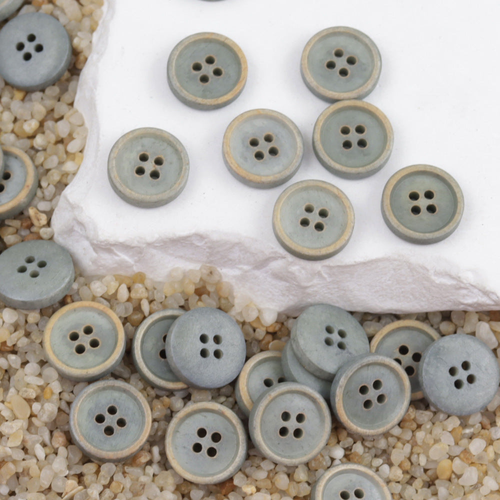 11.5mm Round 4 Hole Black and Brown Cow Bone Buttons for Shirts 12PCS Gray Green