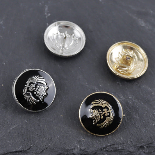 11.5-25mm Black Classic Crown Metal Shank Buttons for School Uniforms Blazers 30pcs
