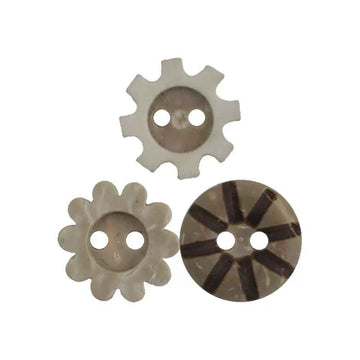 11.5mm Round Flower-Gear Shaped Natural Coconut Shell Buttons for Children's Clothing 100pcs