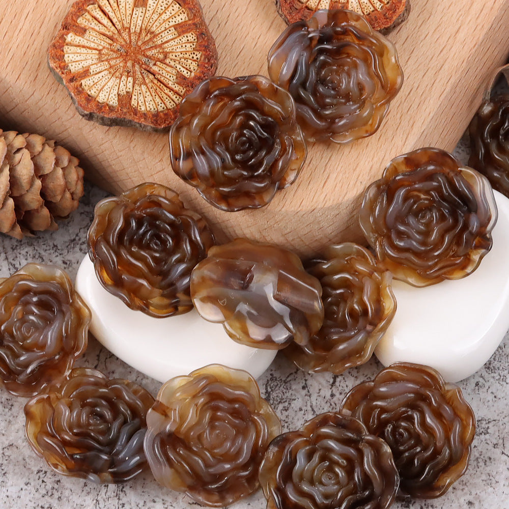 1 inch 3D Rose Resin Buttons with Hidden Holes for Blouses Cardigans 20pcs Coffee