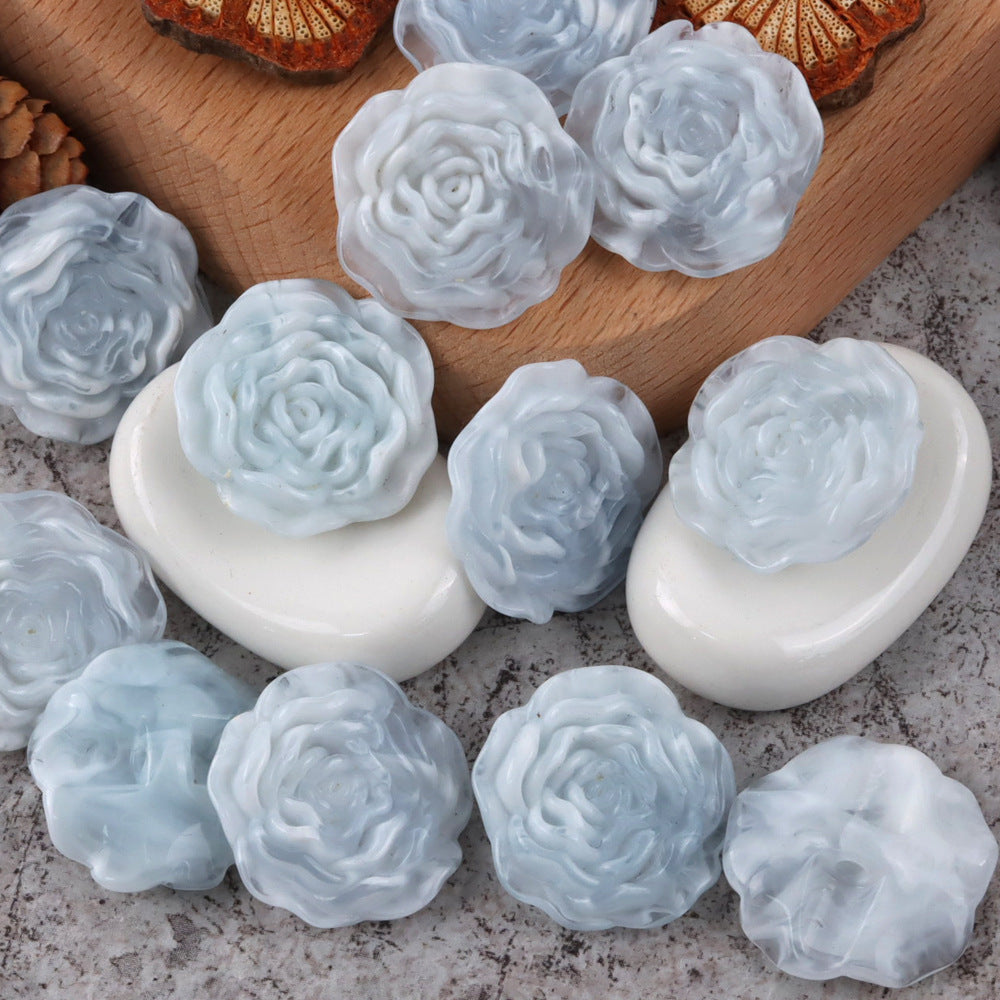 1 inch 3D Rose Resin Buttons with Hidden Holes for Blouses Cardigans 20pcs Light Blue