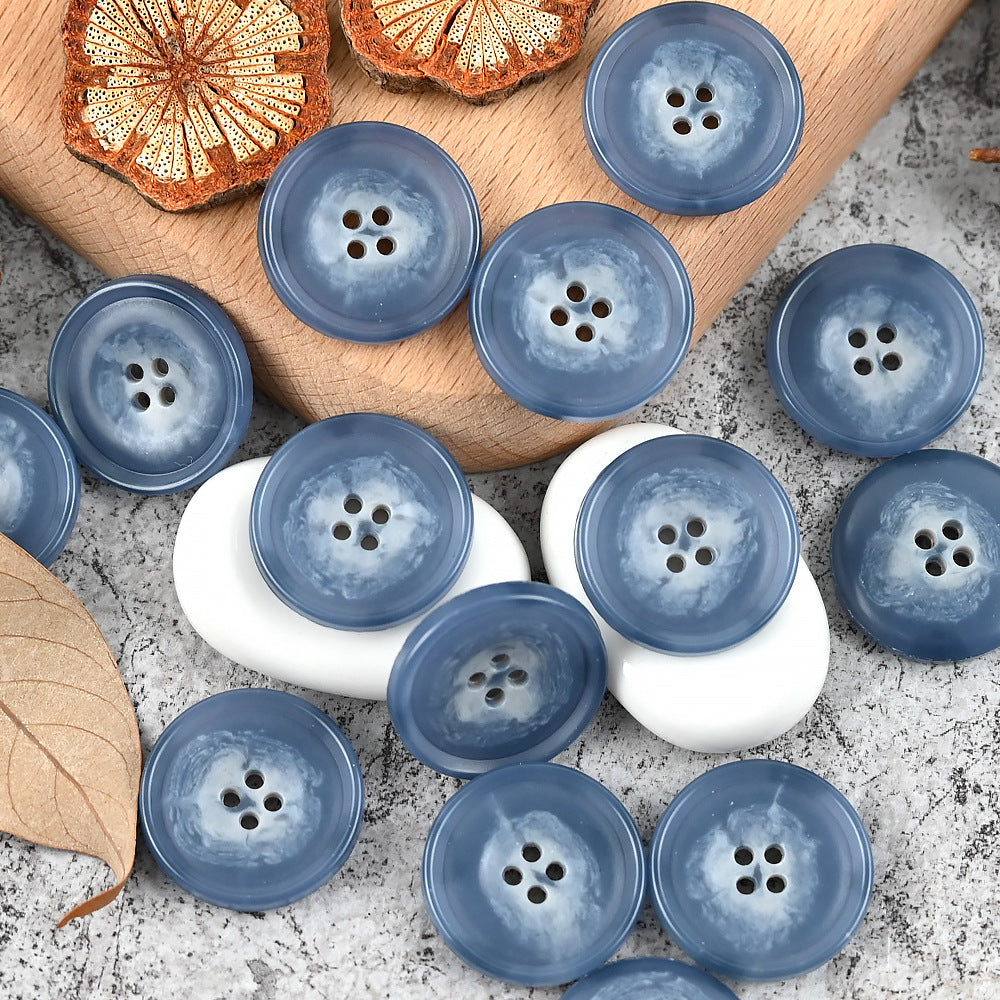 15-25mm Round 4 Hole Colorful Patterned Urea Buttons for Casual Suits Vests Blue