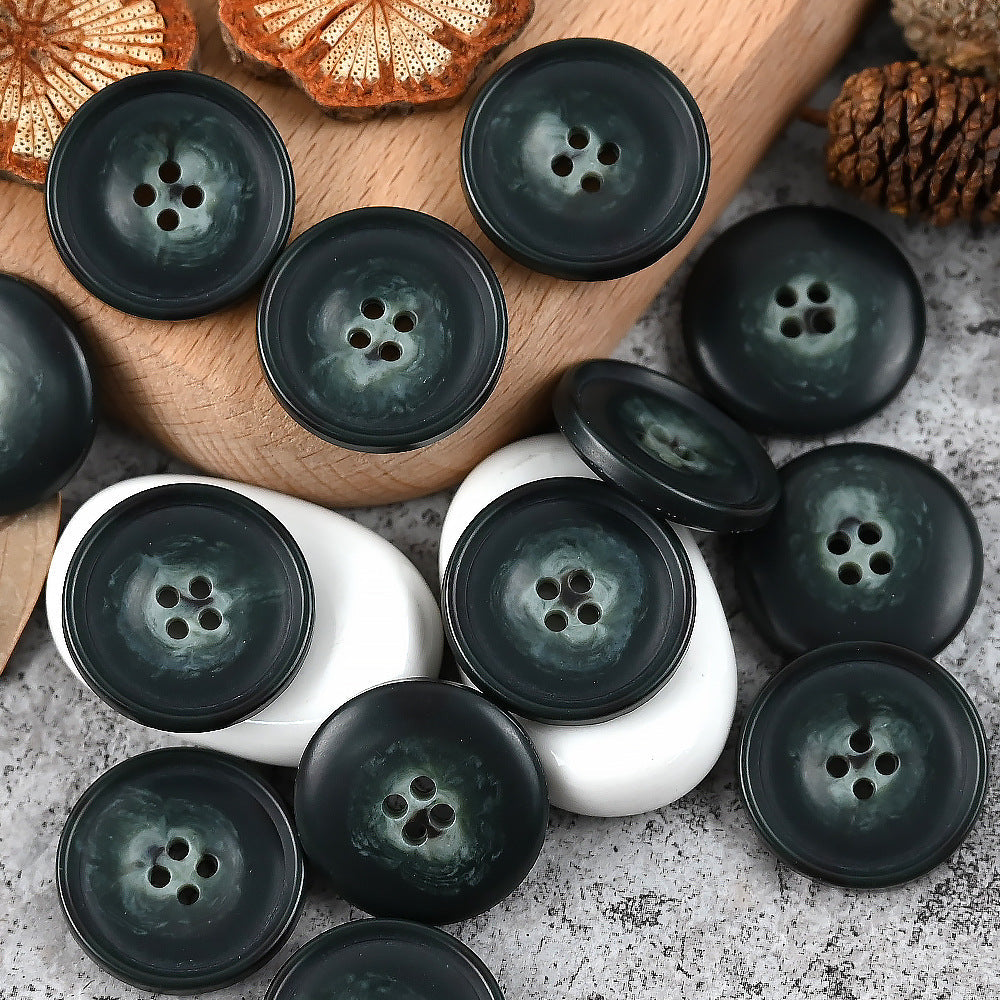 15-25mm Round 4 Hole Colorful Patterned Urea Buttons for Casual Suits Vests Dark Green