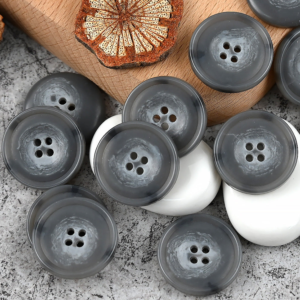 15-25mm Round 4 Hole Colorful Patterned Urea Buttons for Casual Suits Vests Dark Gray