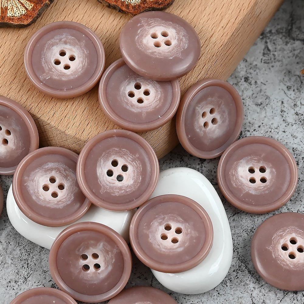 15-25mm Round 4 Hole Colorful Patterned Urea Buttons for Casual Suits Vests Dark Pink
