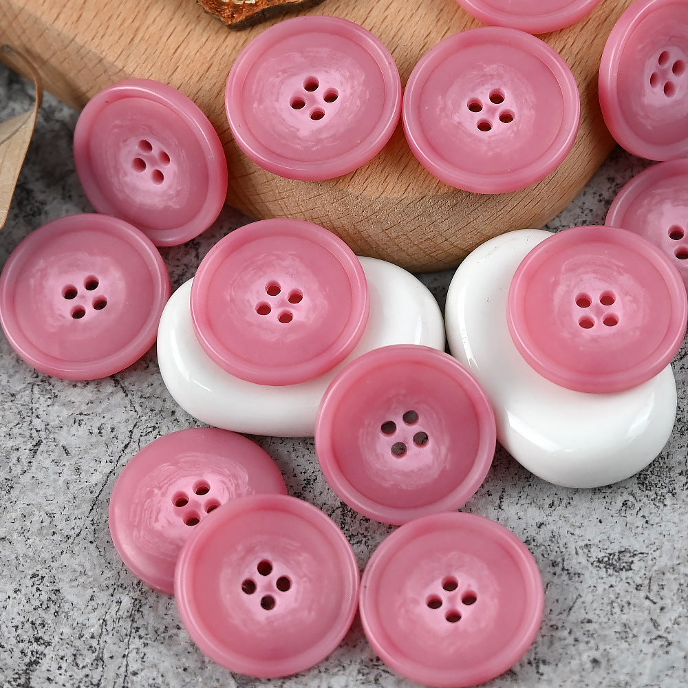 15-25mm Round 4 Hole Colorful Patterned Urea Buttons for Casual Suits Vests Rose Pink