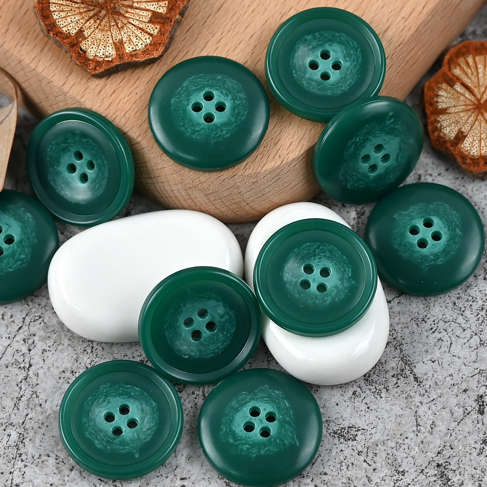 15-25mm Round 4 Hole Colorful Patterned Urea Buttons for Casual Suits Vests Retro Green