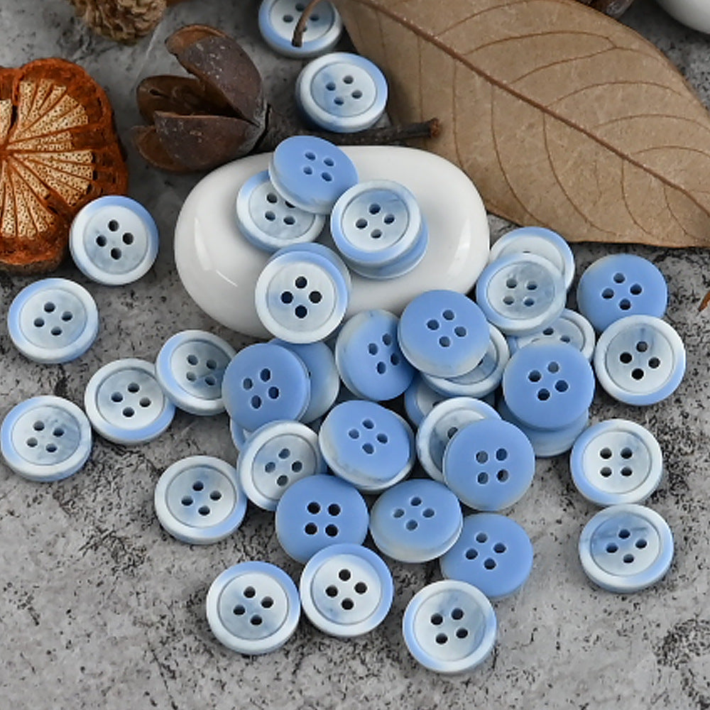 11mm Fresh Blue,Morandi Gradient Gray and Khaki Resin Buttons for Shirts 100pcs Blue
