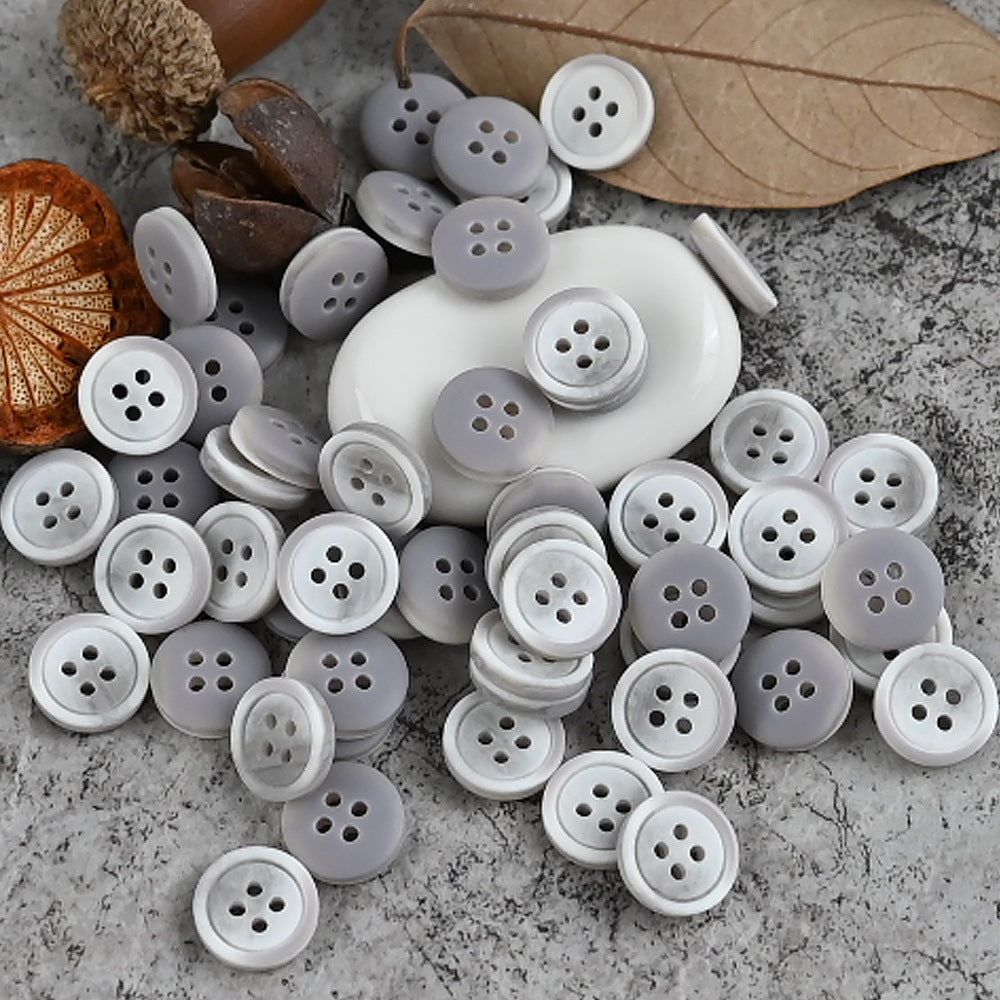 11mm Fresh Blue,Morandi Gradient Gray and Khaki Resin Buttons for Shirts 100pcs Gray