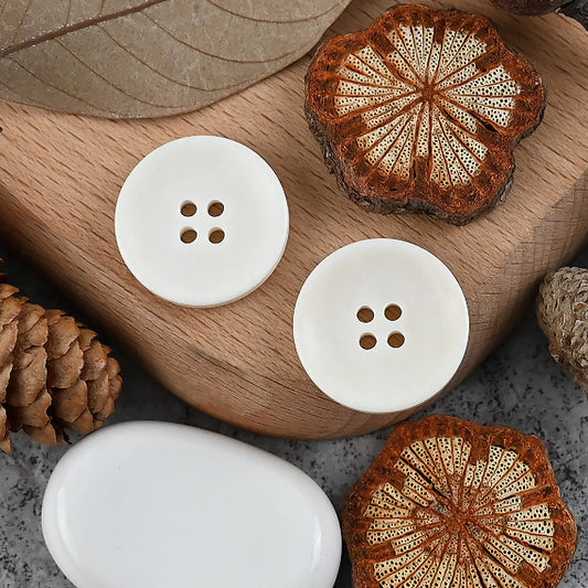 15 - 25mm Round 4 Hole White Cow Bone Buttons for Classic Suit Vests and Jackets 12PCS