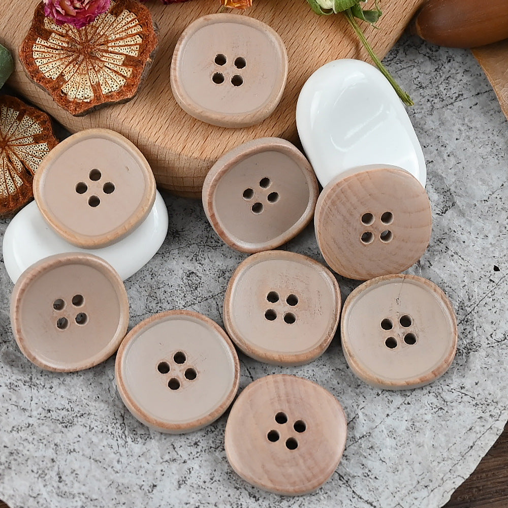 11.5-30mm White Purple Beige Solid Wood Buttons for Vintage Shirts Jackets 30pcs Beige