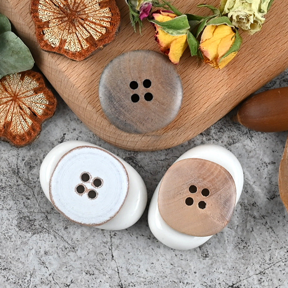 11.5-30mm White Purple Beige Solid Wood Buttons for Vintage Shirts Jackets 30pcs