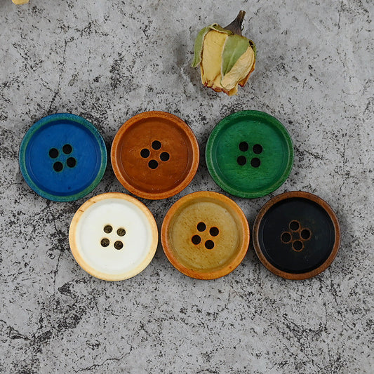 15 - 25mm Round 4 Hole Vintage Chinese Style Cow Bone Buttons 10PCS