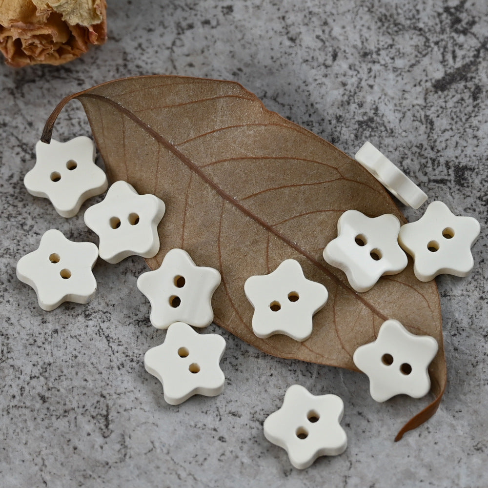 11.5mm Star Shaped Delicate Buttons for Polo Shirts DIY Craft Beige
