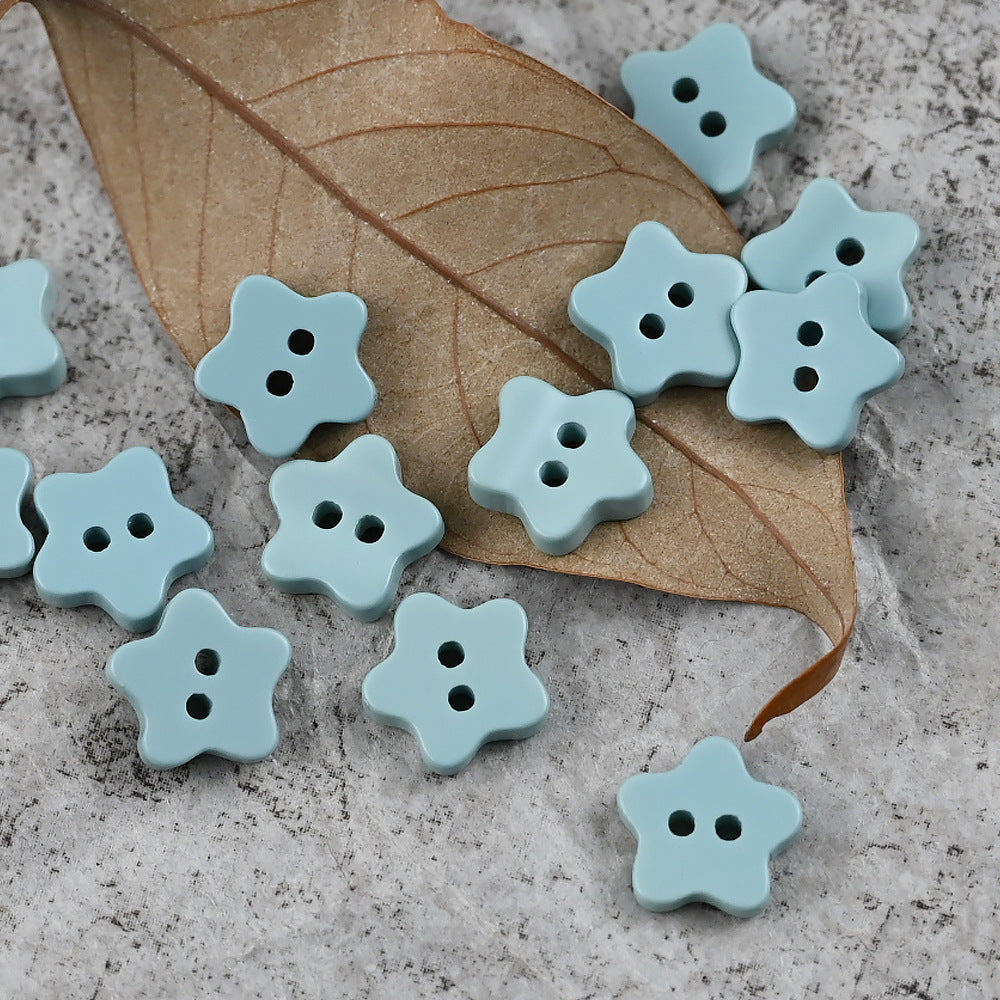 11.5mm Star Shaped Delicate Buttons for Polo Shirts DIY Craft Sky Blue
