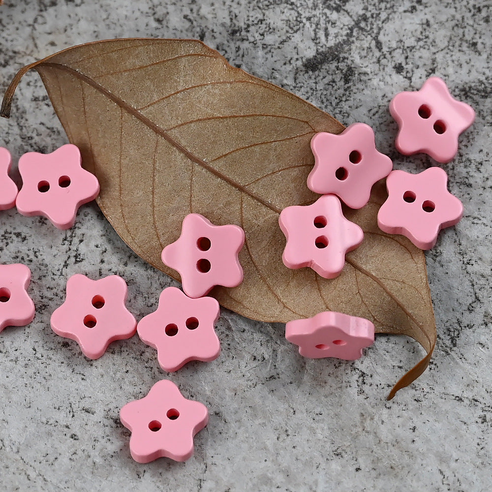 11.5mm Star Shaped Delicate Buttons for Polo Shirts DIY Craft Pink