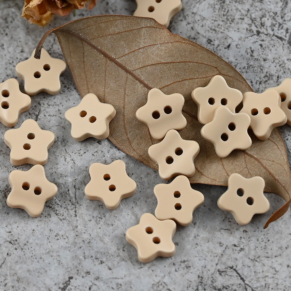 11.5mm Star Shaped Delicate Buttons for Polo Shirts DIY Craft Khaki