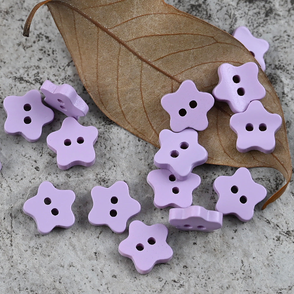 11.5mm Star Shaped Delicate Buttons for Polo Shirts DIY Craft Purple