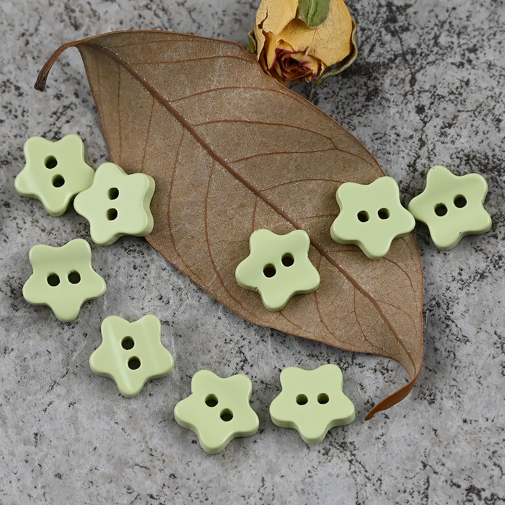 11.5mm Star Shaped Delicate Buttons for Polo Shirts DIY Craft Green