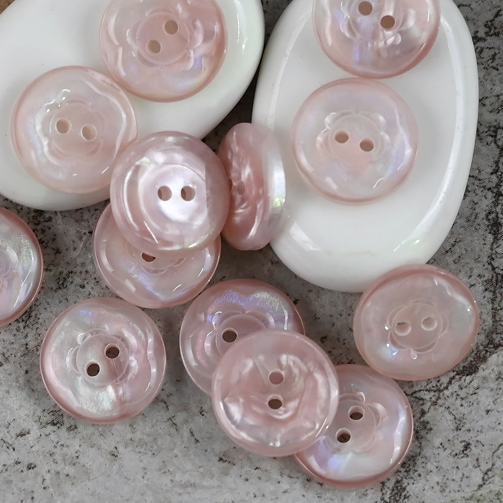11.5/15/20mm Gorgeous Glowing Pink Blue Purple Flower Shaped Resin Buttons Pink