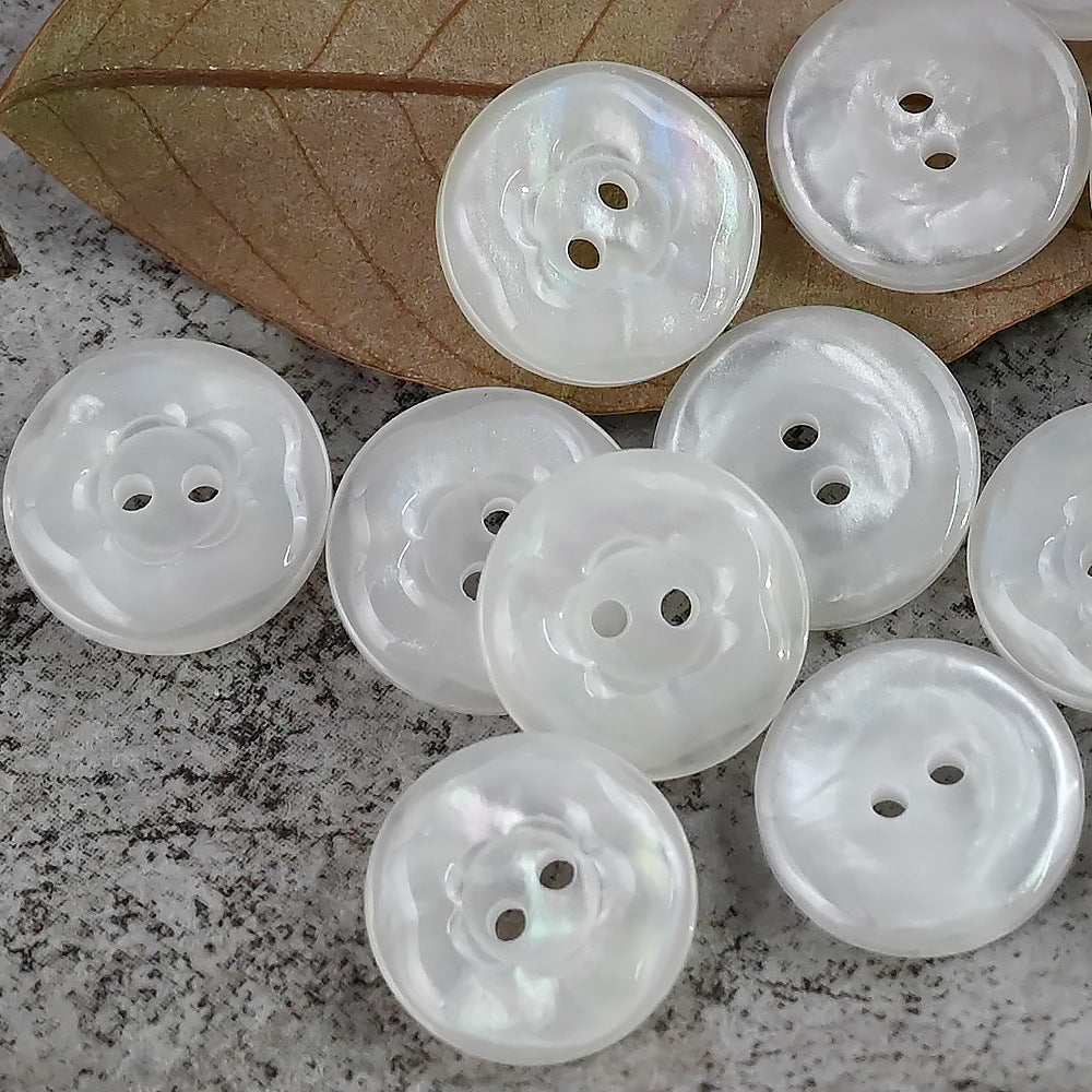 11.5/15/20mm Gorgeous Glowing Pink Blue Purple Flower Shaped Resin Buttons White