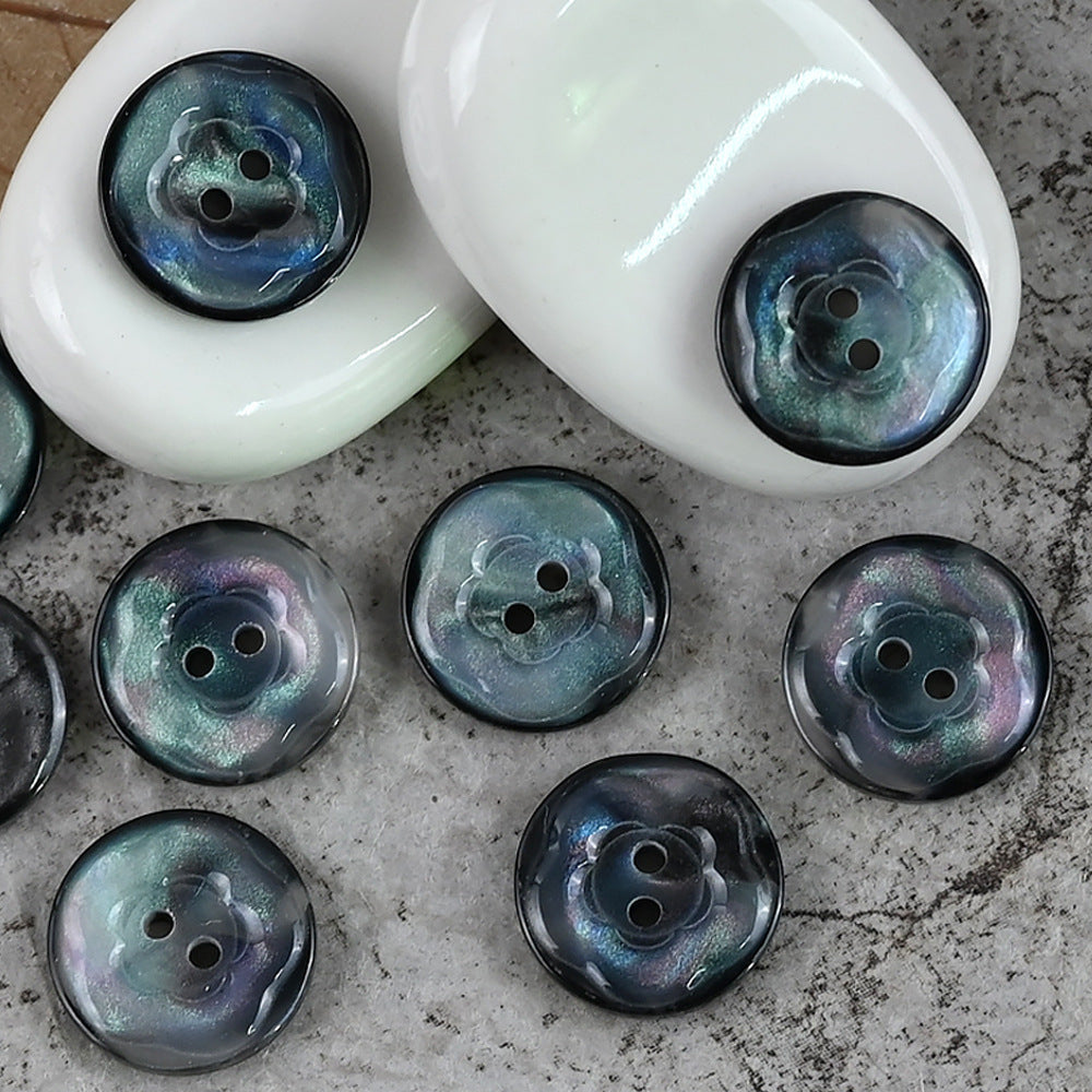 11.5/15/20mm Gorgeous Glowing Pink Blue Purple Flower Shaped Resin Buttons Blue