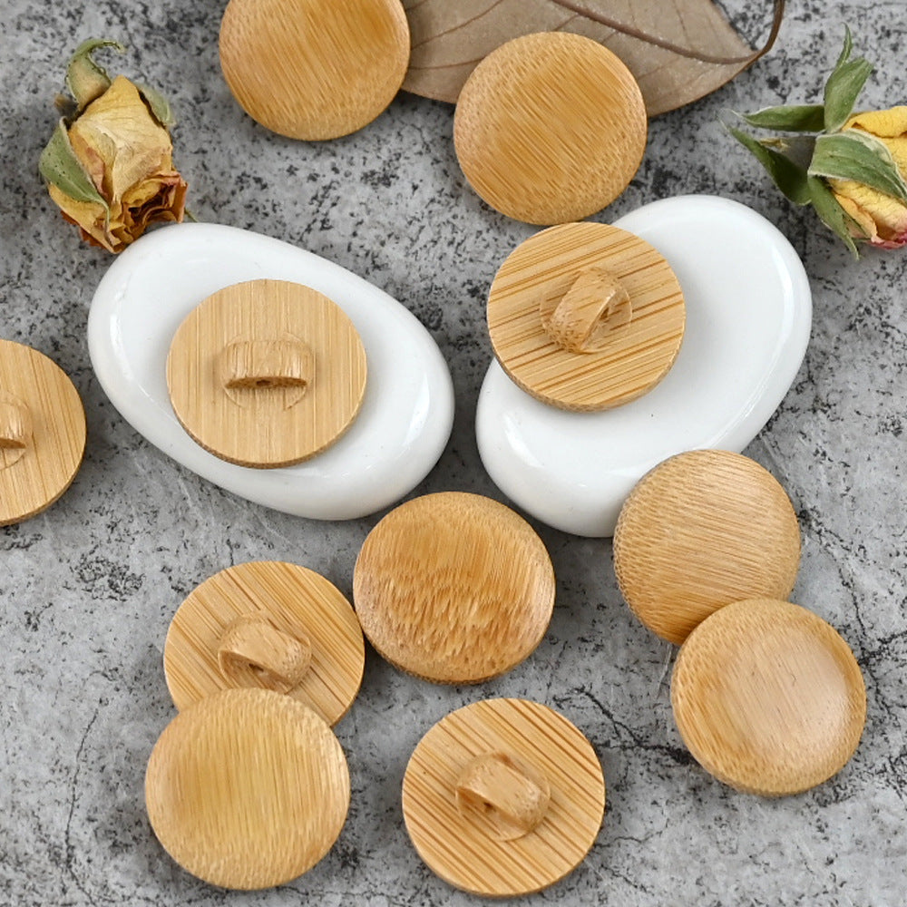 11.5-20mm Square Round Oval Natural Bamboo Shank Mushroom Buttons 100pcs Round
