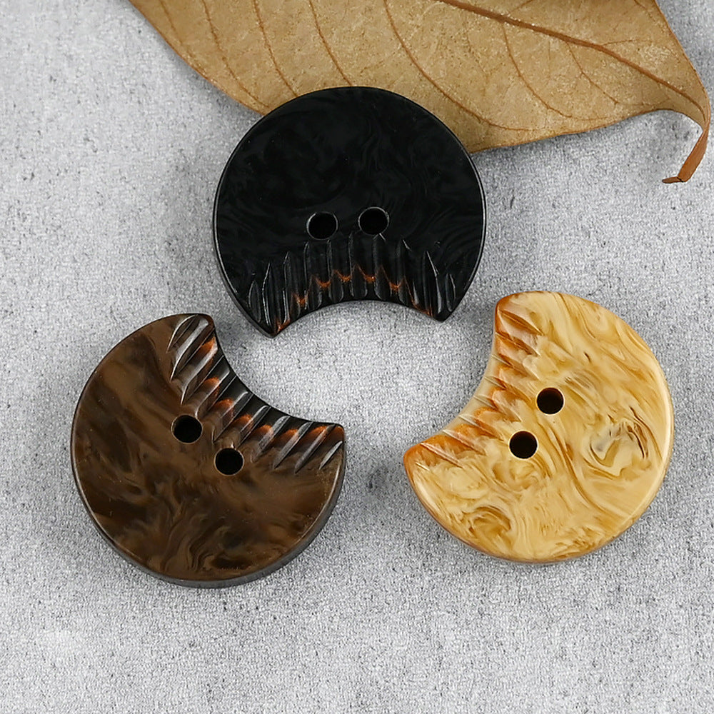 Crescent Shaped Resin Buttons Little Devil Emoji 2 Hole for Sweater Coat 30pcs