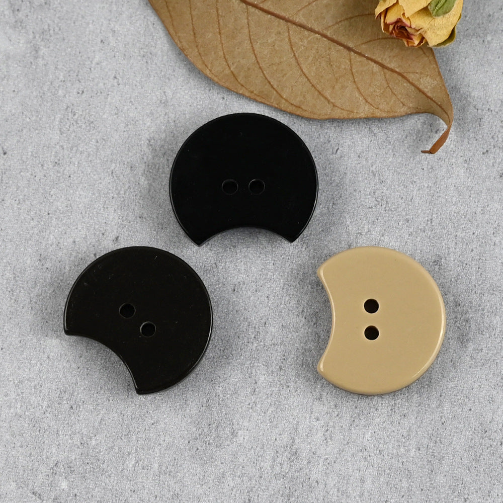 Crescent Shaped Resin Buttons Little Devil Emoji 2 Hole for Sweater Coat 30pcs
