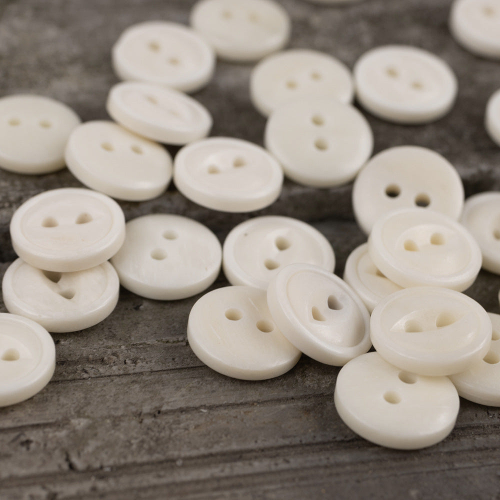11.5mm Round 2 Hole Ivory Fish Eye Cow Bone Buttons for Polo Shirts 12PCS
