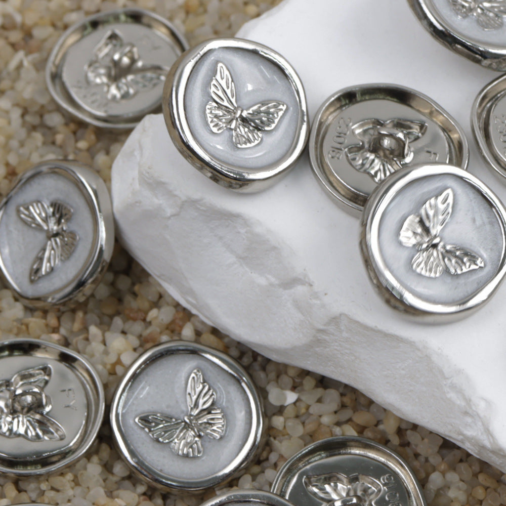 17.5/20/23mm Silver Gold Butterfly Metal Shank Buttons for Sweaters Coats 20pcs Silver