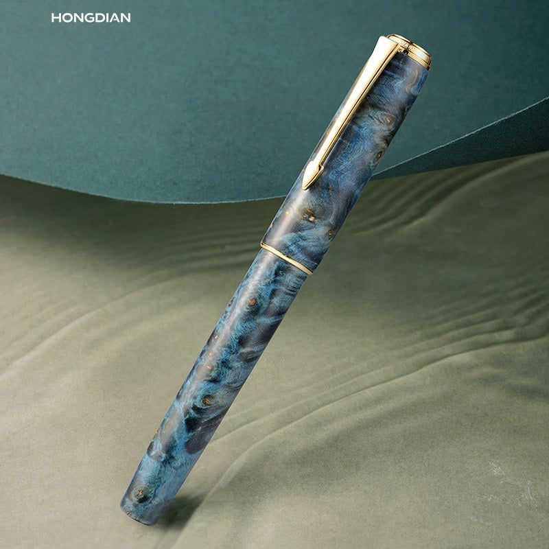 Hongdian A7 Fountain Pen – Stabilized Wood Body Blue