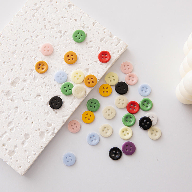 Solid Color Round 4 Hole Ceramic Kids Clothing DIY Buttons,55 Pack