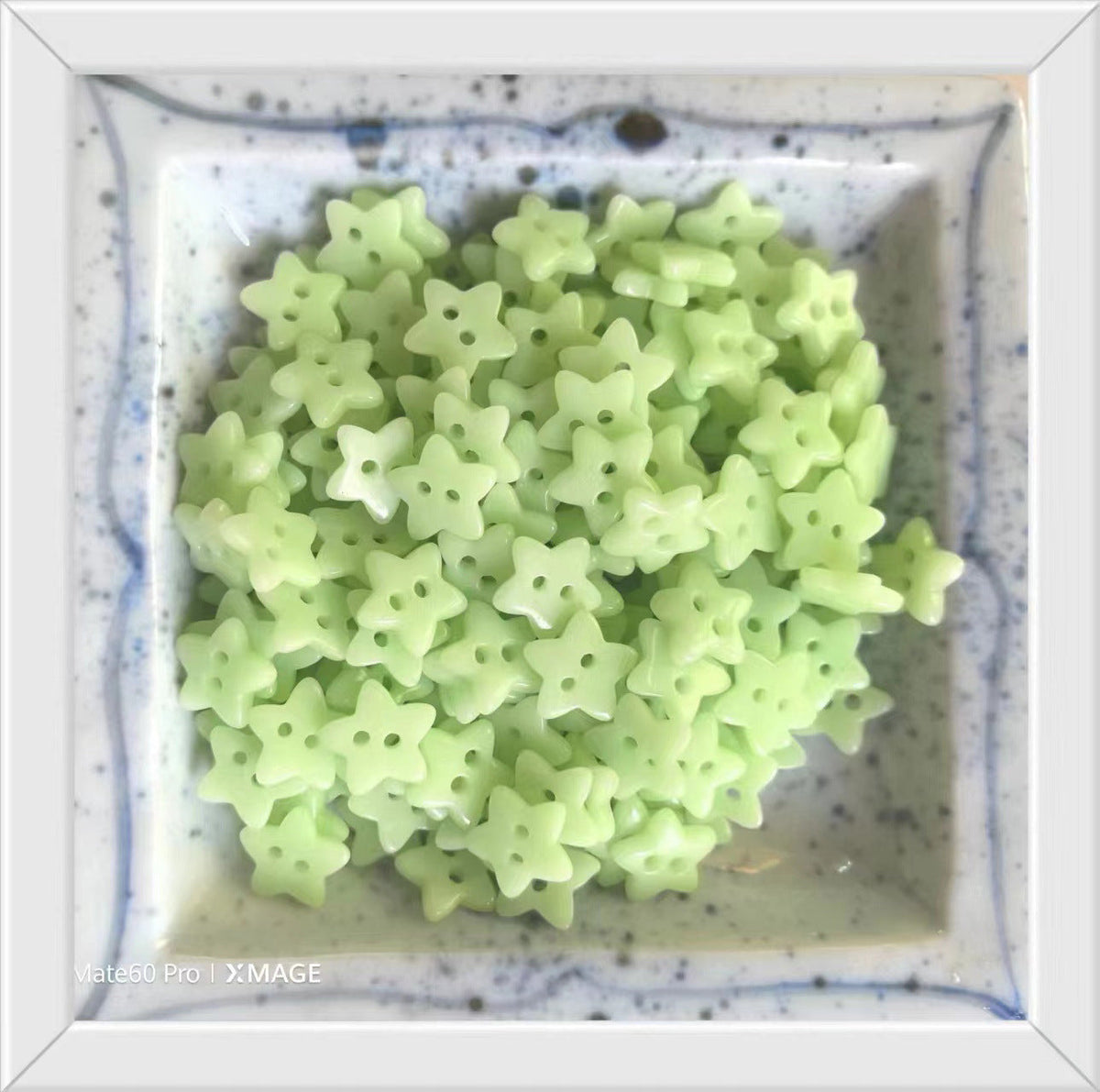 Star Ceramic Buttons for Children's Clothing,50pcs Light Green