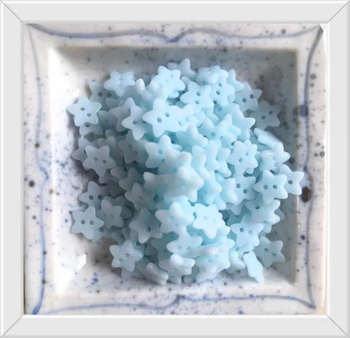 Star Ceramic Buttons for Children's Clothing,50pcs Sky Blue