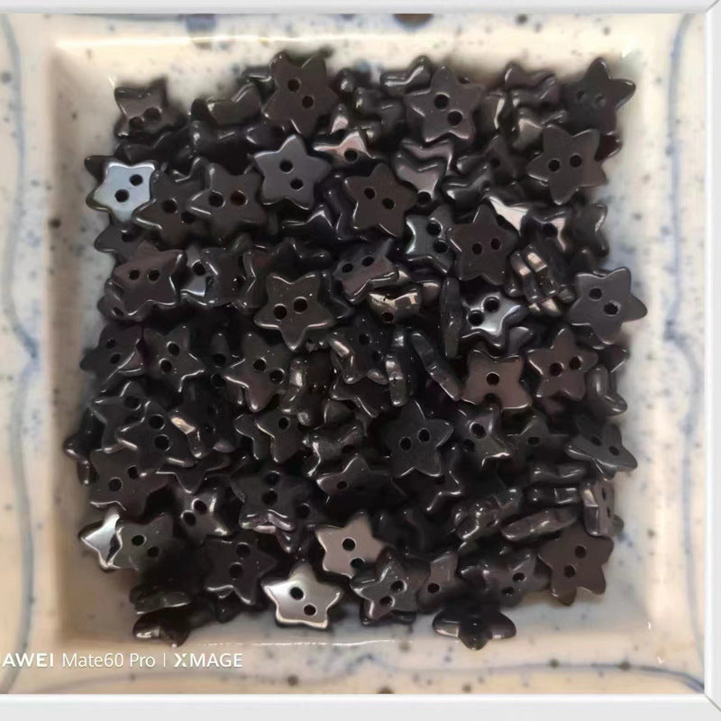 Star Ceramic Buttons for Children's Clothing,50pcs Black
