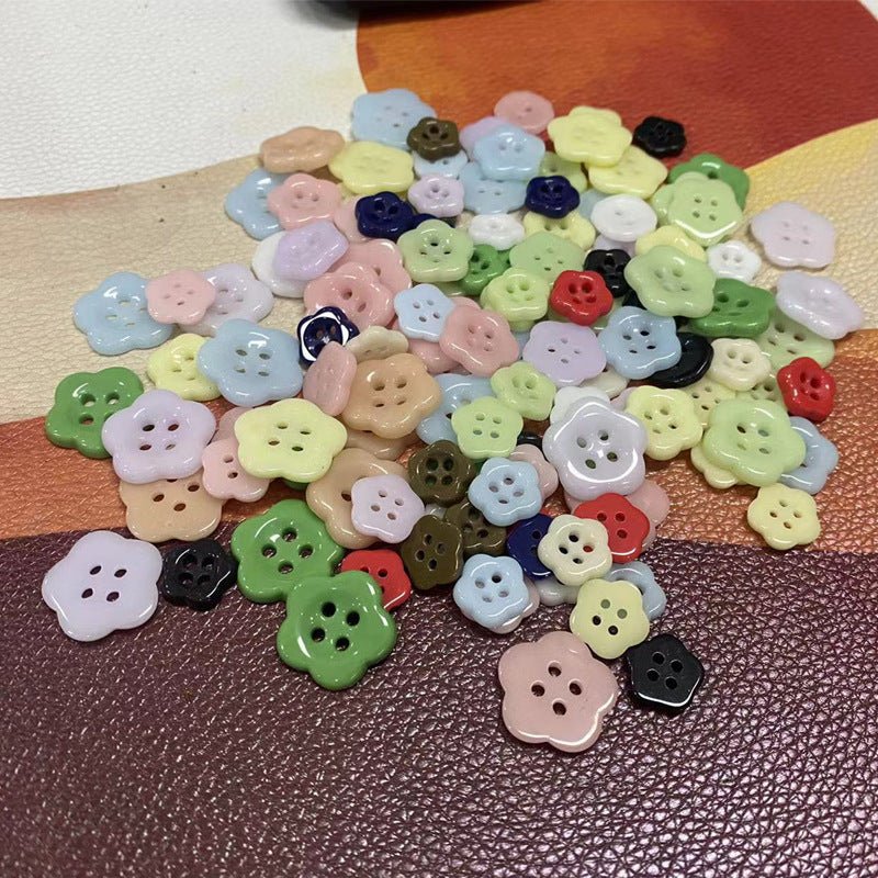 Simple Flower Shaped Four Hole Ceramic Clothing Buttons,10pcs